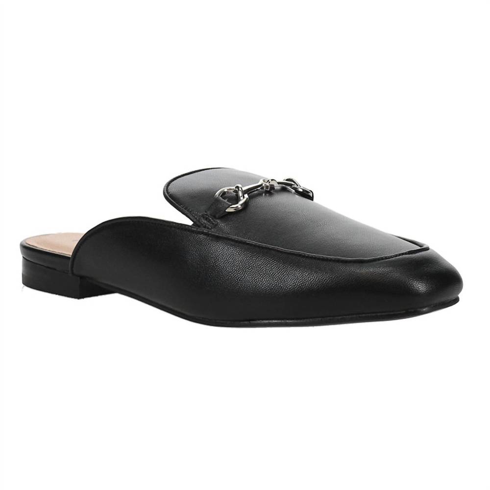 Corkys Black Slip-On Mule with Silver Bit Accent
